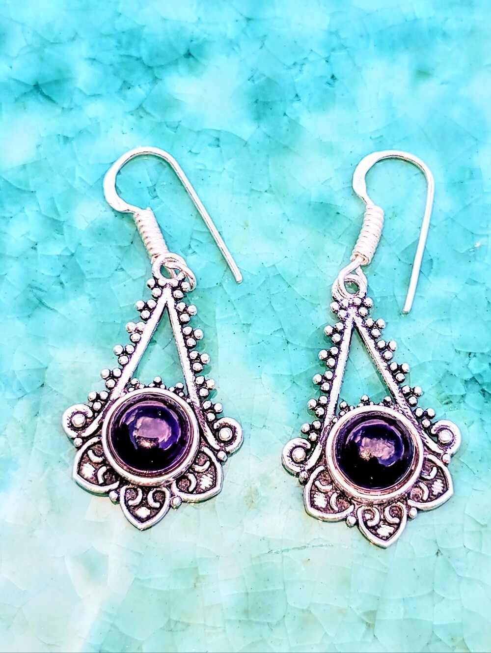Amethyst Earrings In 925 Sterling Silver (1.7")